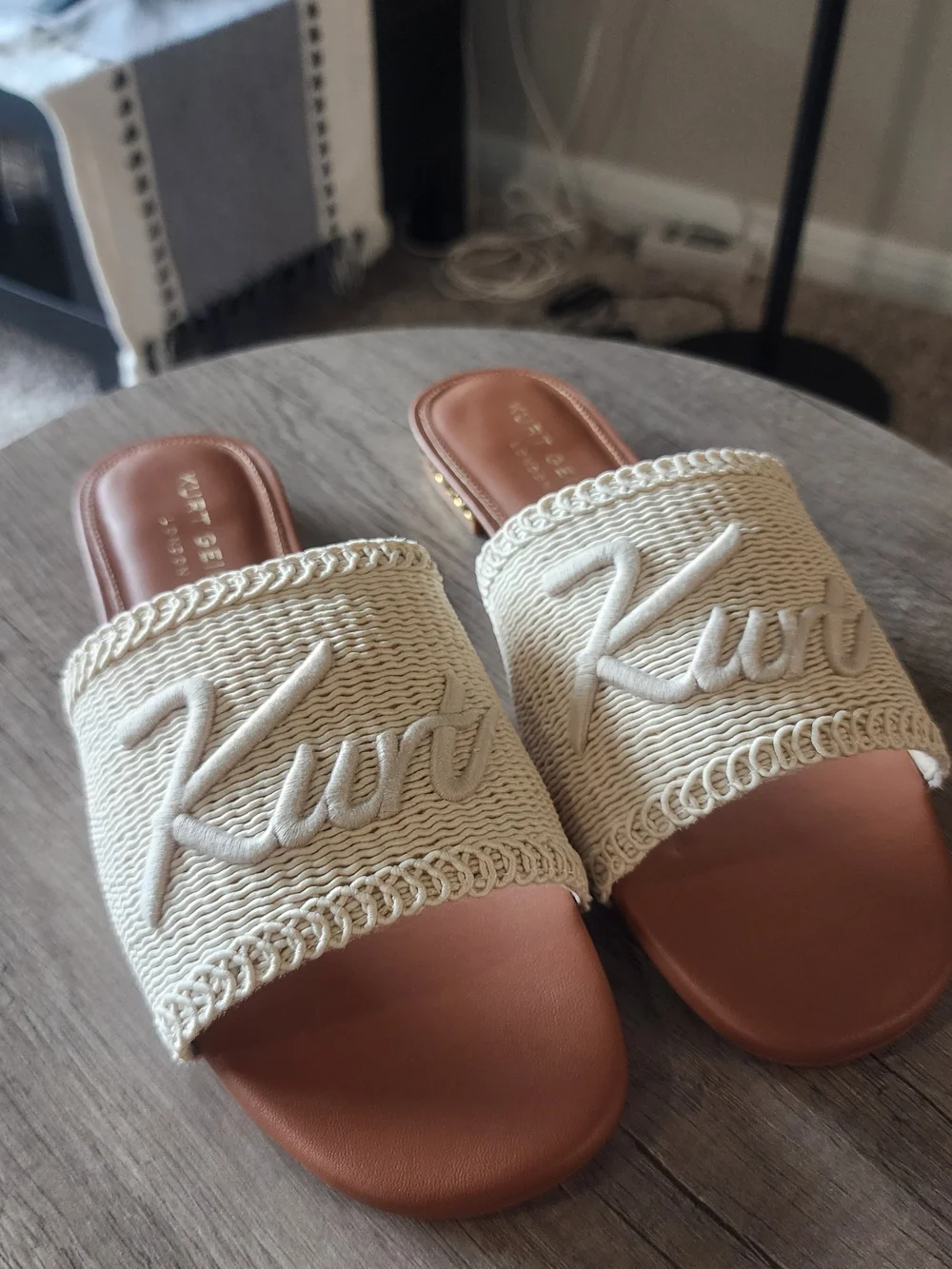 Kurt Geiger Cream Braided Slide Sandals